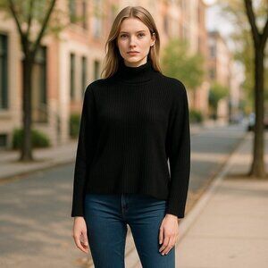 The Group Babaton Black‎ Ribbed Long Sleeve Turtleneck Sweater Womens Size L